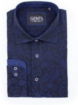 GENTS | Overhemd Heren Volwassenen patroon Jacquard blauw 0473 Maat S 37/38