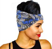 Haarband|Afrikaanse Haarband|Hoofddeksel|Afrikaans|Haarband Dames|Stretch|Blauw|Wit|Haarverzorg|Bandana
