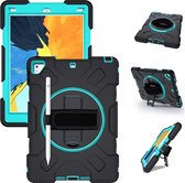 P.C.K. Hoesje/Backcover/Sockproof/Stootproof/Bouw Robuuste Armor Case zwart met mint geschikt voor Apple iPad 10.2 (2019) MET PEN