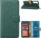 Xssive Hoesje voor Motorola Moto One Edge - Book Case - Groen