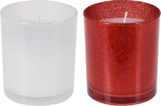 Kaars- glas - glitterglas - kaarsen set - kerst - kerstverlichting - kerstcadeau