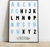 Poster - Abc Alfabet - 42 X 29.7 Cm - Blauw