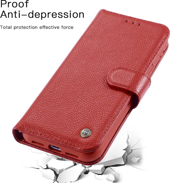 Bestcases Etui Portefeuille En Cuir Véritable Etui Pour Téléphone iPhone Xs Max - Rouge