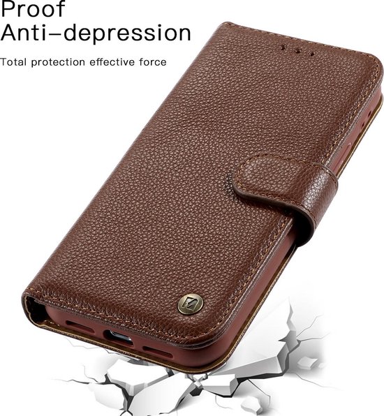Bestcases Etui Portefeuille En Cuir Véritable Etui Pour Téléphone iPhone Xs Max - Marron