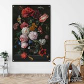 Jan Davidsz de Heem - Stilleven met bloemen - Op aluminium plaat: Schilderij 50x70 cm