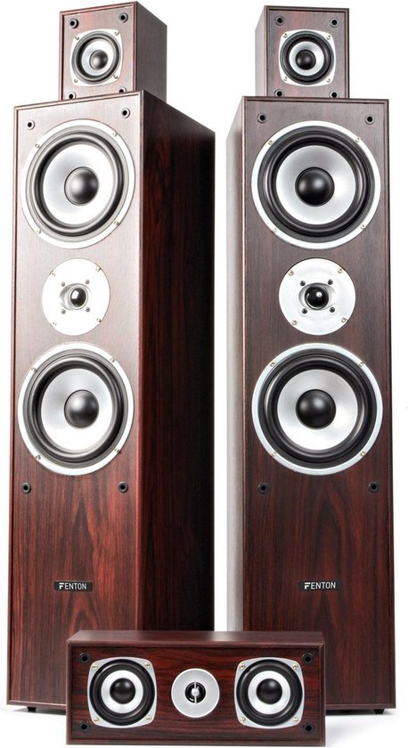 Surround set home cinema 5.0 - Fenton 1150 Watt - Complete set met 5 speakers - Walnoot