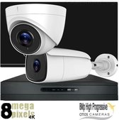 4K CVI camerasysteem - 27" 4K monitor - 2 bullet/domecamera's - 60 meter nachtzicht - 4000GB harde schijf - cvs242