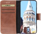Galata - Slim Echt Leer Samsung Galaxy A11 - BookCase - Cognac Bruin