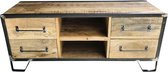 TV meubel van Mangohout - Industrieel - TV kast - Televisie kast - TV cabinet - Mangohout - Landelijk - Industriële kast - Dressoir - 120 cm breed