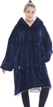 JAXY Hoodie Deken - Snuggie - Snuggle Hoodie - Fleece Deken Met Mouwen - 1450 gram - Marine Blauw