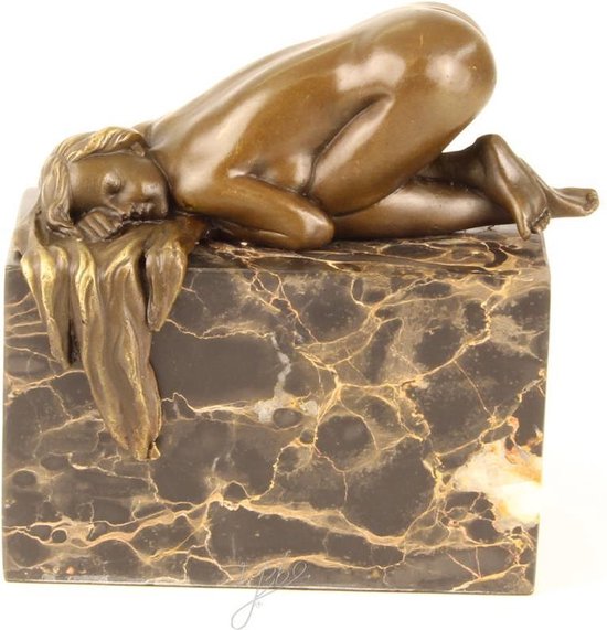 Naakte dame - Bronzen beeldje - Sculptuur - 13,5 cm hoog