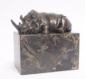 Bronzen neushoorn - Bronzen beeldje - Dierenrijk - 13,1 cm hoog
