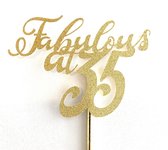 Taartdecoratie versiering| Taarttopper | Cake topper | Verjaardag | Fabulous 35|14 cm | Goud glitter | karton papier