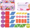 Afbeelding van het spelletje Tangram voor kinderen - Paars - Hout - Inclusief 60 voorbeeldkaarten