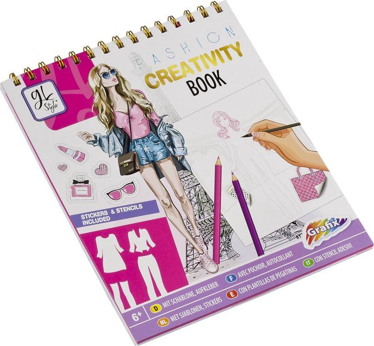 Afbeelding van product Grafix  Fashion Girls - Creativity book | Inclusief sjablonen en stickers