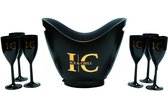 Ice and Chill - ijsemmer (incl LED) + 6 champagne glazen - set - champagne emmer