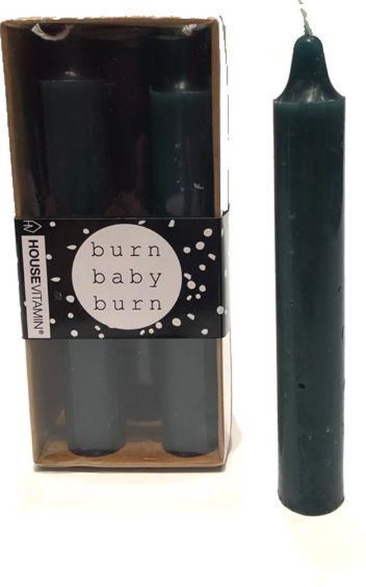 Luxe Kaarsen - Set van 6 stuks - Groen - Burn Baby Burn - Housevitamin - Dinerkaarsen - 2,3 x 14 cm