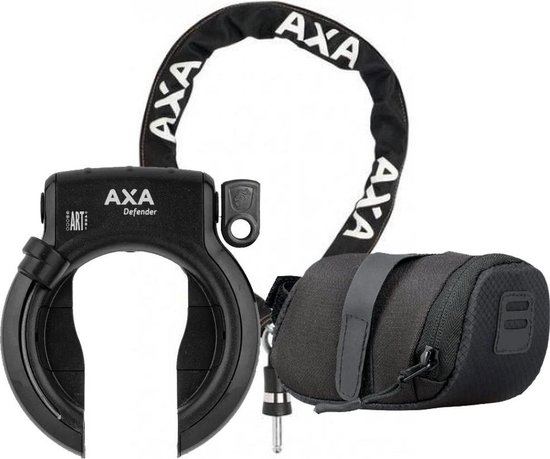 Surichinmoi Werkelijk oor AXA Defender ART2 fietsslot 140cm AXA insteekketting set met opbergtas -  zadeltas – Zwart | bol.com