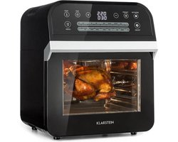 Klarstein AeroVital Cube – Heteluchtfriteuse, Airfryer zonder Olie, 50 tot 220 °C, Heteluchtfriteuse met 1600 Watt, 12 Liter Inhoud, Timer, 13 Programma’s, Zwart