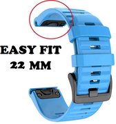 Firsttee - Siliconen Horlogeband - EASY FIT - Voor GARMIN - LICHTBLAUW - 22 MM - Horlogebandjes - Sporthorloge - Easy Click - Garmin - S60 - S62 - Fenix 5 - Forerunner 935 - Fenix