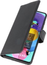 Handmade Echt Lederen Telefoonhoesje voor Samsung Galaxy A51 - Zwart