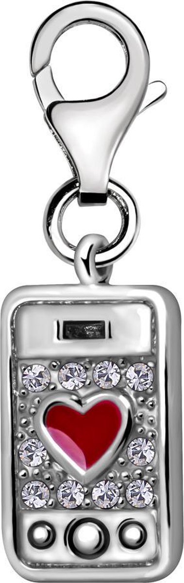 Quiges – Charm – Hanger - Smartphone - Verzilverd - karabijnslot - geschikt - voor - Bedelarmband - QHC146