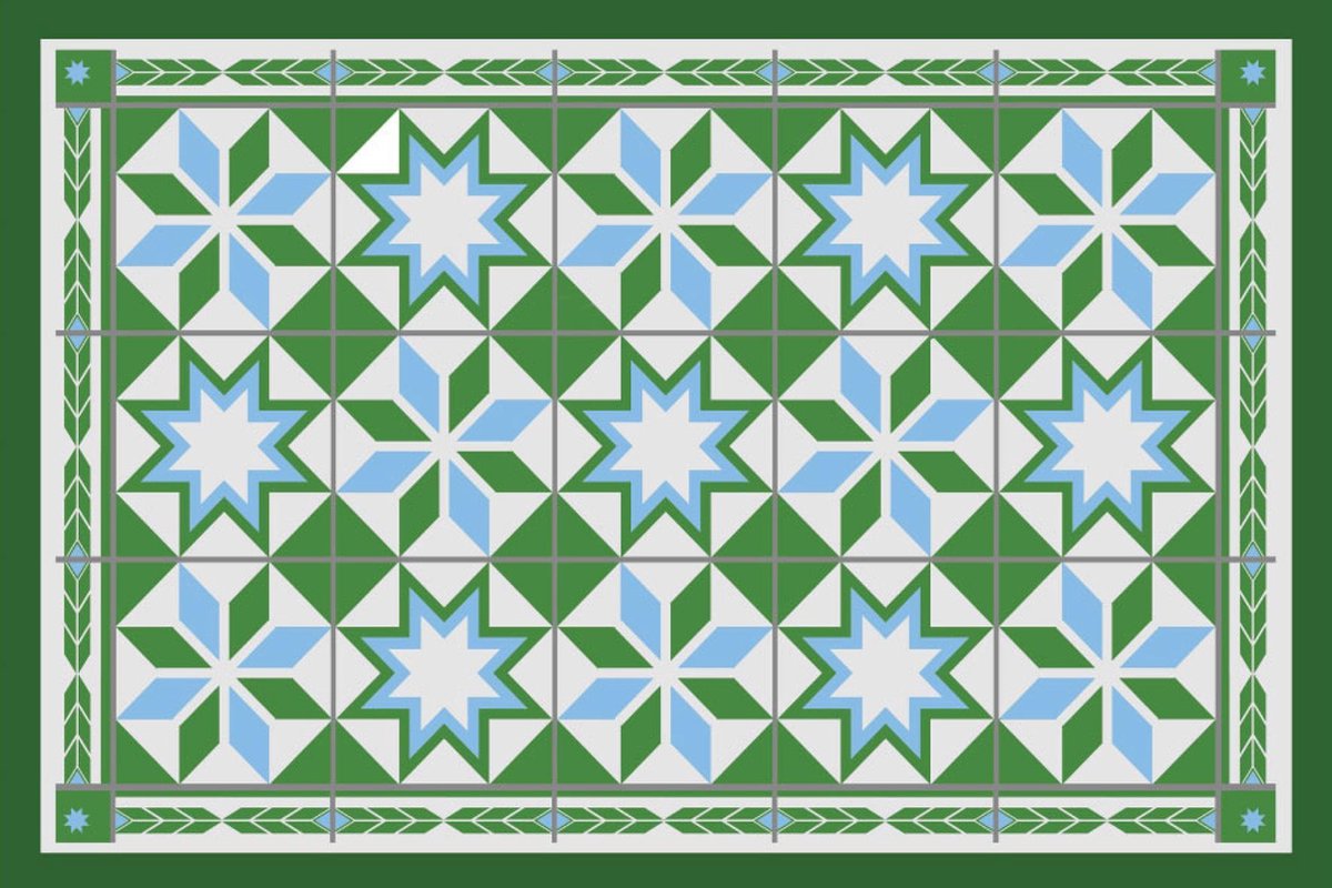 Placemats Set van 4 – Cementtegel Groen – 30x45 cm – Antislip – Afwasbaar Kunststof – Onderlegger & Tafeldecoratie
