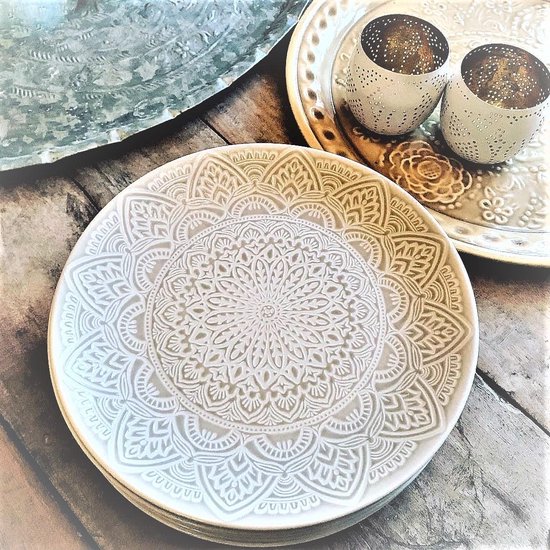 DUDSME Porseleinen Servies Set16/32-delig Mix-Color Bohemian Mandala Patroon Porselein Servies Set met Dinner Plate Dessert Plaat