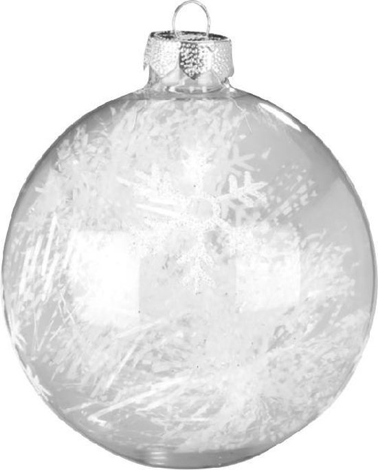 Garantie bizon Sociaal Set van 3 - Luxe Transparante Glazen Kerstballen Gedecoreerd met Witte  Veertjes - 8 cm | bol.com