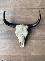 Skull buffelschedel - SKULL - Skull voor aan de muur - Buffelschedel - Wanddecoratie - Dierenschedel - Dierenhoofd - Cadeau - Decoratie - Beige - 40 cm breed