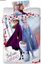 Dekbedovertrek Frozen 2 - dekbed Anna Elsa en Olaf - 140 x 200 met kussensloop 60 x 70