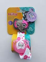 Nuby Fopspeenhouder met Fopspeen 0-6 maand Olifant Roze