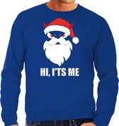 Devil Santa Kerstsweater / Kersttrui hi its me blauw voor heren - Kerstkleding / Christmas outfit S