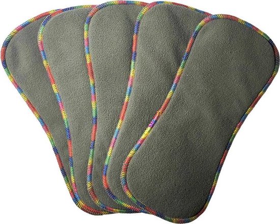 Product: 5 Wasbare inleggers new born (voor wasbare luiers) - hoge kwaliteit 4-layer bamboe houtskool insert, van het merk Happy Flute