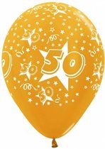 15 Ballonnen 50 jaar ballon, 100 % Biologische afbreekbaar, jubileum, feest, verjaardag, goud, wit, versiering