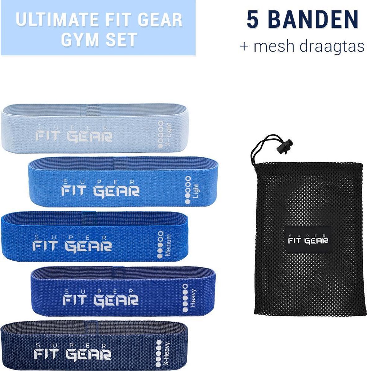 weerstandsbanden - fitness elastiek - Weerstandsbanden fitness - fitness band - weerstandsbandenset - set van 5x stuks