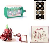3 X Luxe 3D Kerstkaart - en Nieuwjaarskaarten - met enveloppen en 8 feestelijke stickers - Serie Santa