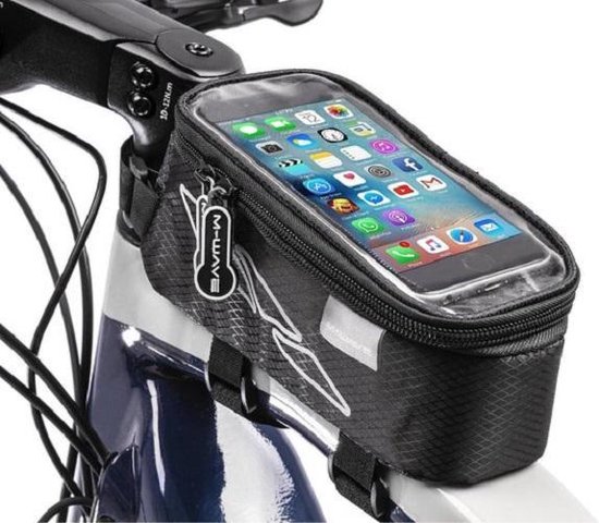 XL Touchscreen Fietsframe Tas 1.5l - Grote Enkele Afneembare Frametas - Met groot touchcreen voor Smartphone / iPhone / Samsung Mobiele Telefoon Houder Afneembaar - Waterdicht - Ideaal voor MTB