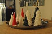 Kerstboom wit/zilver (kerstkaars) 3 stuks