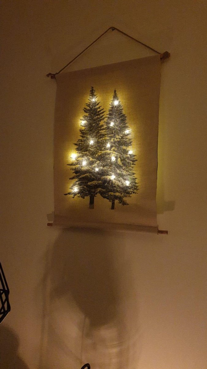 Sapin de Noël sur toile avec éclairage S (40x60cm)