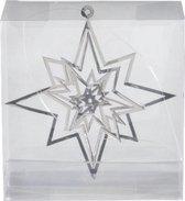 Set de 3 - Argent Étoile de Noël 3D Suspensions de Noël - Décoration de Noël en métal