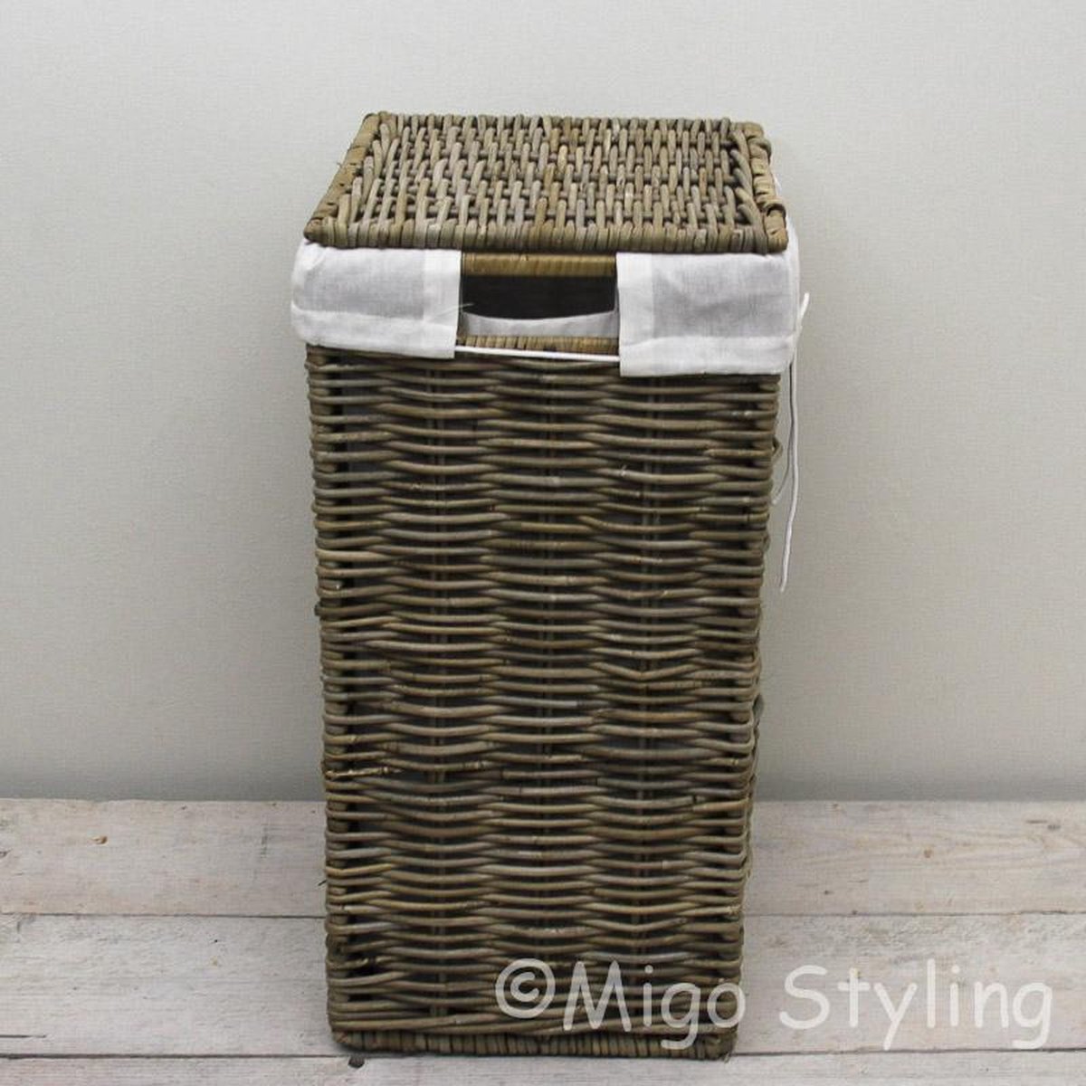 Wasmand-Opbergmand-38x30xH58-Met binnenzak-riet-Rotan