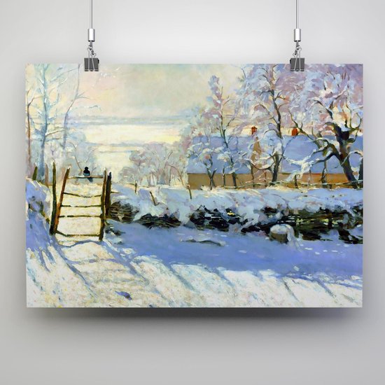 Poster ekster in de sneeuw - Claude Monet - 70x50cm