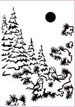 PIF015 Embossingfolder Nellie Snellen - tree with birds - kerstboom 2 vogels - embossing mal kerst - boom met vogeltjes