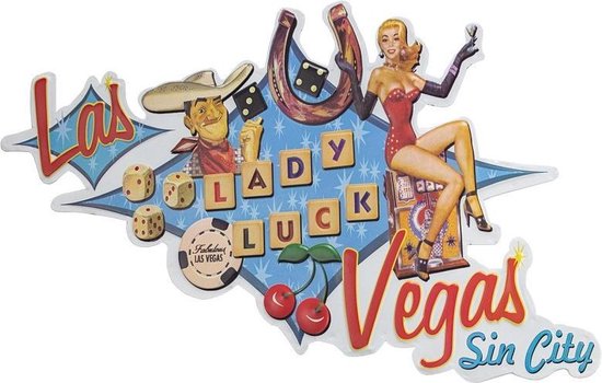 Wandbord - Lady Luck Las Vegas Sin City