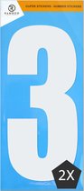 2X Cijfer 3 | Kleur Wit | Kliko Stickers | Cijfer Stickers | Nummer Stickers | Plakcijfers | 17,5 CM Hoog