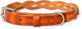 Cooper & Quint Twisted - Halsband hond gevlochten leer - Camel Small