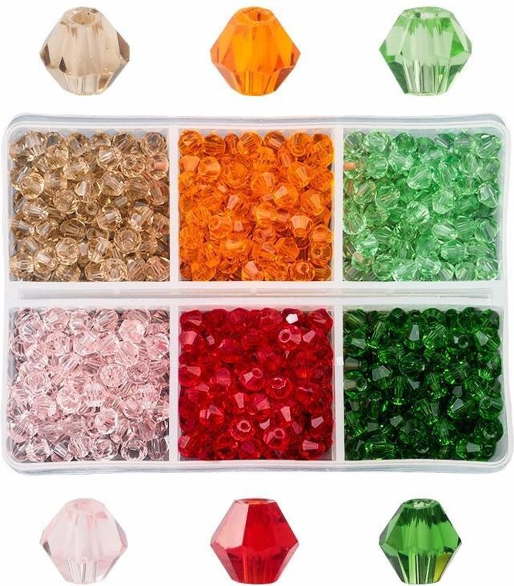 Fako Bijoux - DIY Kralen Set - Glas Kralen Facet Geslepen - Glaskralen - Sieraden Maken - 4mm - 600 Stuks - Watermeloen