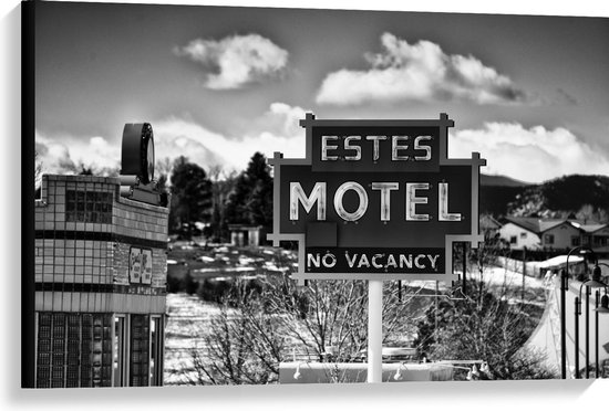 Canvas  - 'Estes Motel' - 90x60cm Foto op Canvas Schilderij (Wanddecoratie op Canvas)