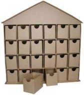 Huisje met 24 vakken - papier-maché - 35cm